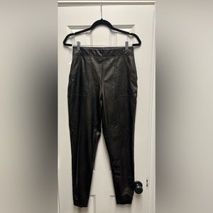 Like-new spanx faux leather joggers in a size small